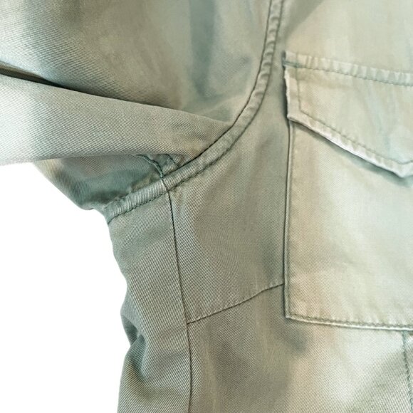 American Eagle Womens Jacket Green Collared Tan Button Down Size Medium - Picture 7 of 12